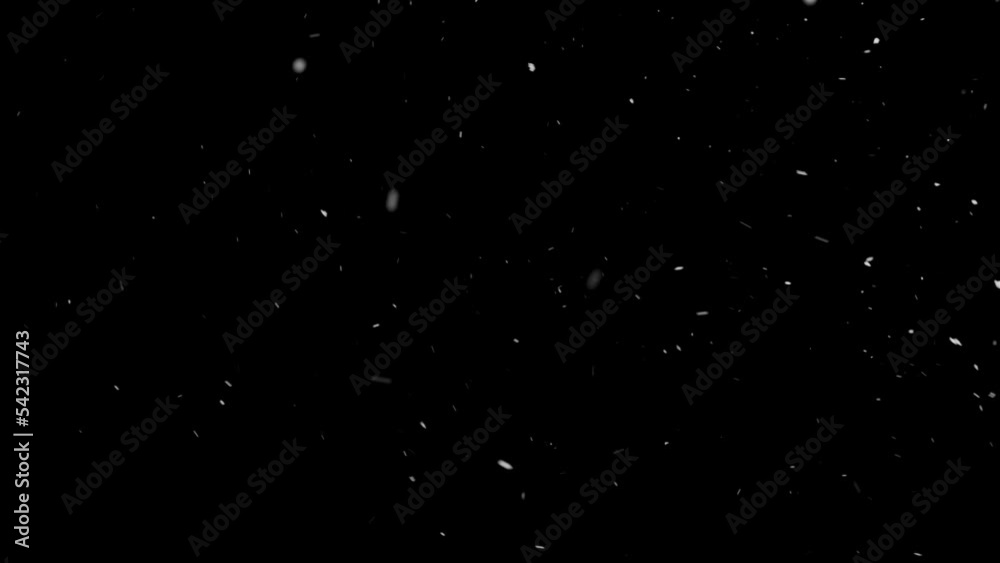 Winter real snowfall effect Snow storm isolated black background in 4K to be used for composing motion graphics background overlay animation 4K drag and drop editing software supporting blending mode