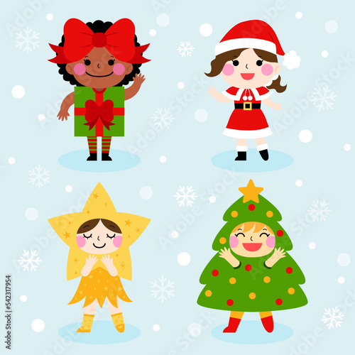 Children wear Christmas costume illustration © faitotoro