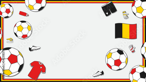Football Background Design Template. Football Cartoon Vector Illustration. Sport In Belgium
