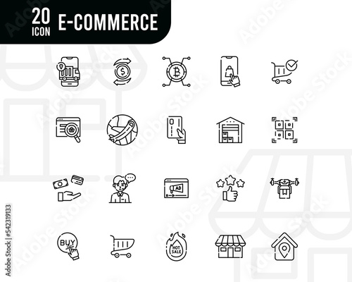 E-Commerce elements -detailed line web icon set. Detailed Line collection. Simple vector illustration.
