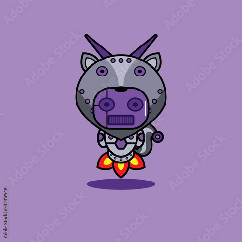 vector illustration of cartoon character mascot costume animal rocket cute robot skunk