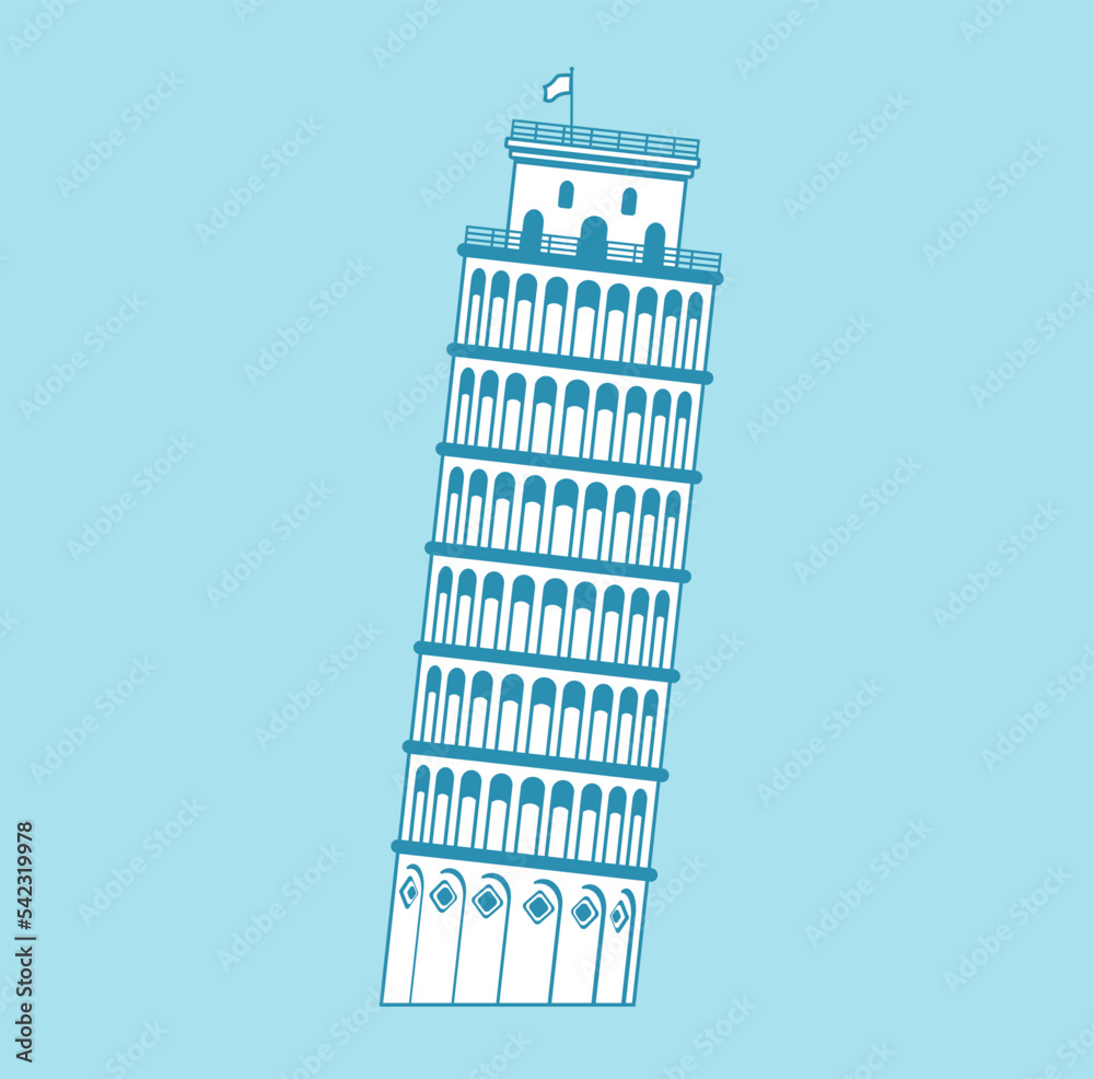 Leaning Tower of Pisa - Italy | World famous buildings vector illustration