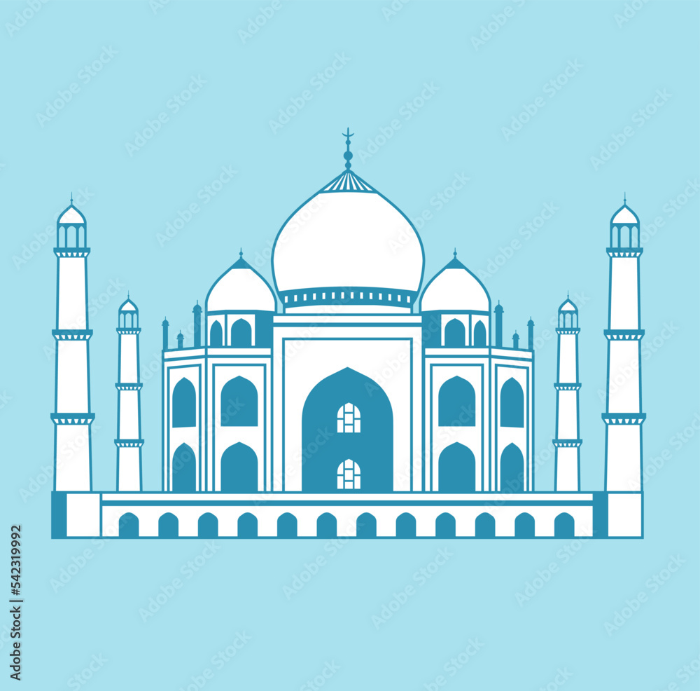 Taj Mahal - India | World famous buildings vector illustration