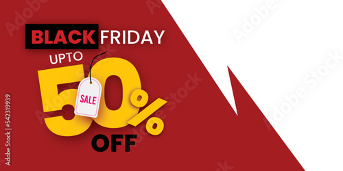 Black Friday Sale Banner in Red & Black for social media and business purpose Free Vector 