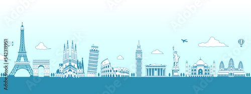 World heritage / famous landmark buildings vector illustration ( side by side )