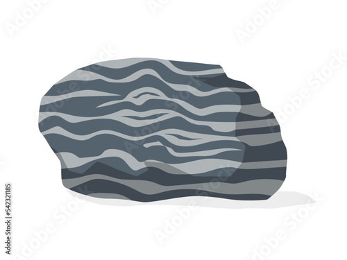 Gneiss stone specimen illustration. Metamorphic rock sample photo