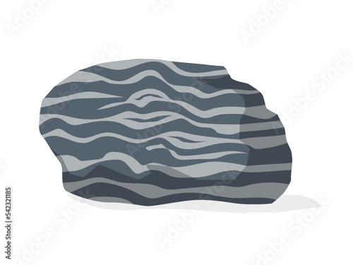 Gneiss stone specimen illustration. Metamorphic rock sample