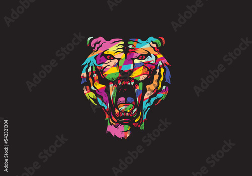 Intimidating tiger front view theme logo template vector image