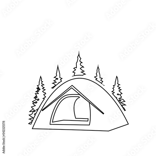 camp and tree logo outline