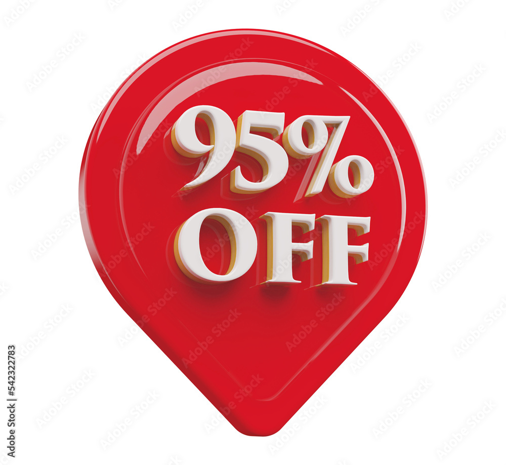 icon 95 percent off 3d render icon 95 percent off 3d render