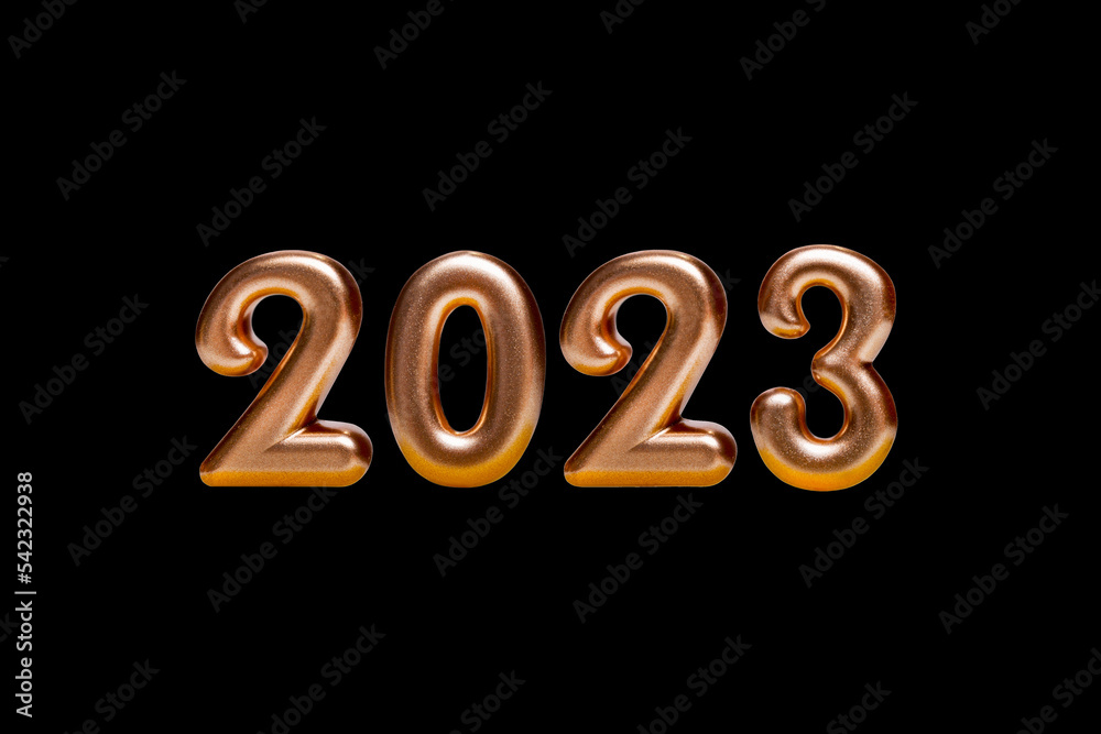 Golden numbers 2023. New Year, Christmas and decorations for holidays and events. Isolated on a black background. Golden numbers 2023. New Year, Christmas and decorations for holidays and events. Isolated on a black background.