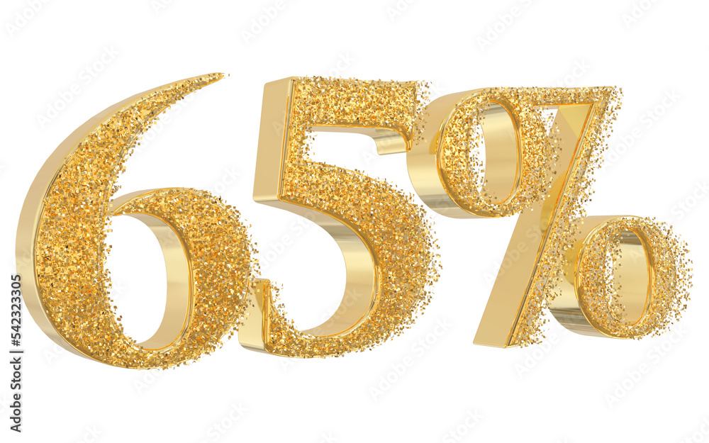 sales 65 percent gold 3d render