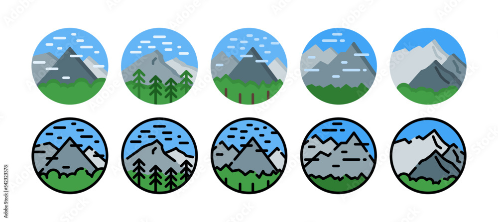 mountain icon set. vector illustration with a different style mountain icon set. vector illustration with a different style