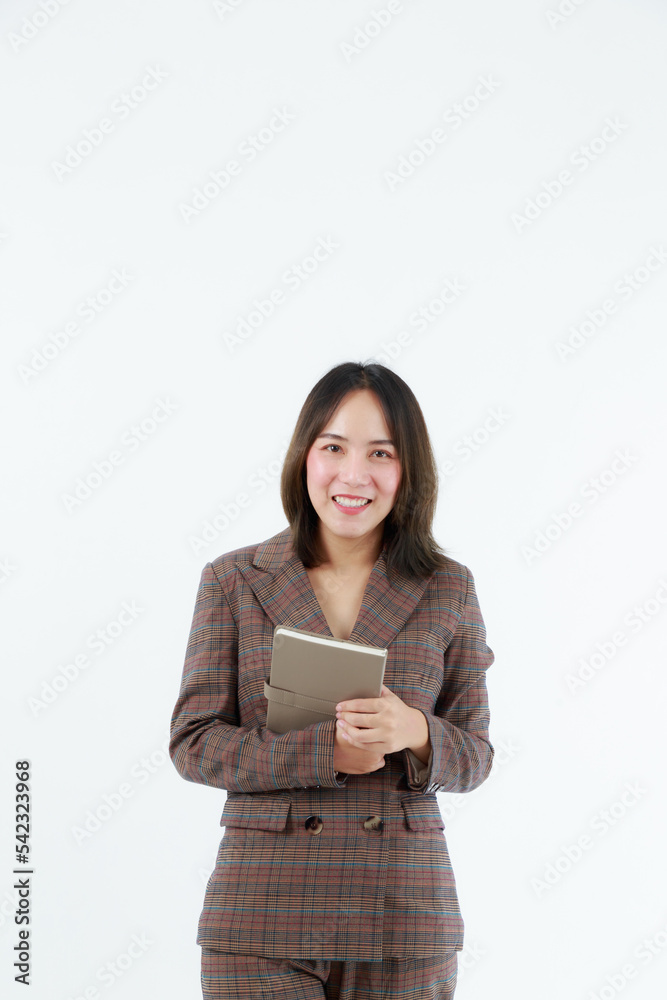 Portrait beautiful working Asian woman , business girl standing arms crossed with happiness on white background Portrait beautiful working Asian woman , business girl standing arms crossed with happiness on white background