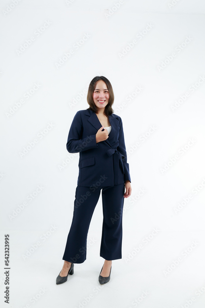 Portrait beautiful working Asian woman , business girl standing arms crossed with happiness on white background Portrait beautiful working Asian woman , business girl standing arms crossed with happiness on white background