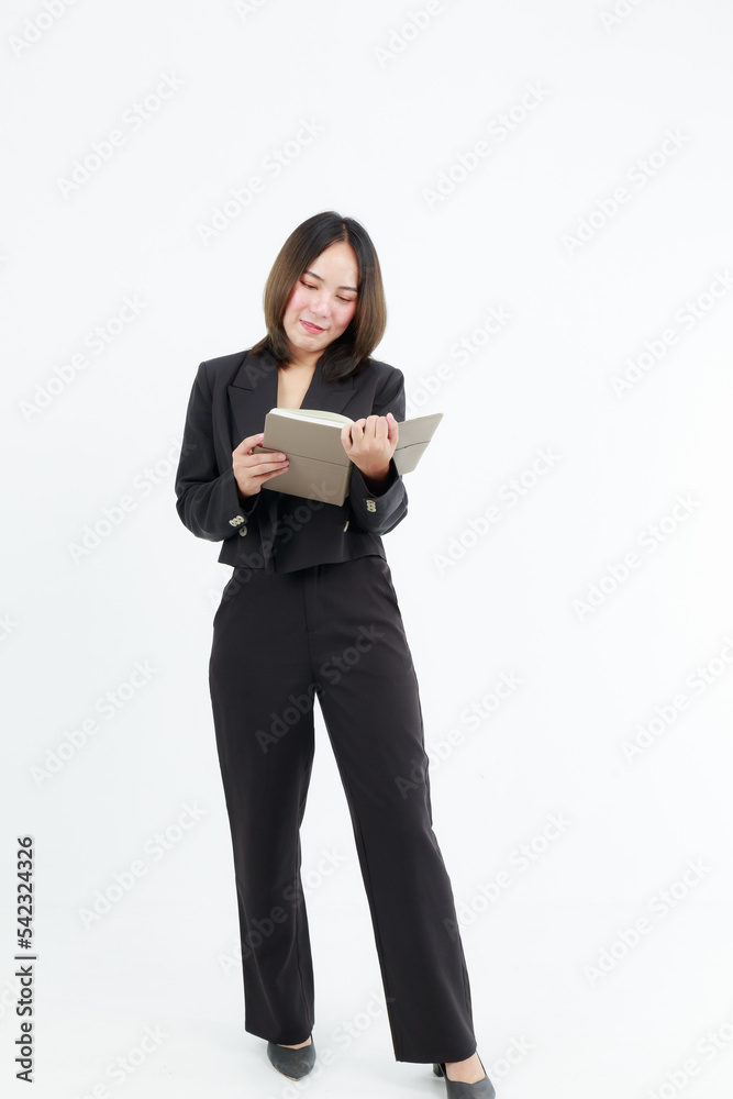 Portrait beautiful working Asian woman , business girl standing arms crossed with happiness on white background Portrait beautiful working Asian woman , business girl standing arms crossed with happiness on white background