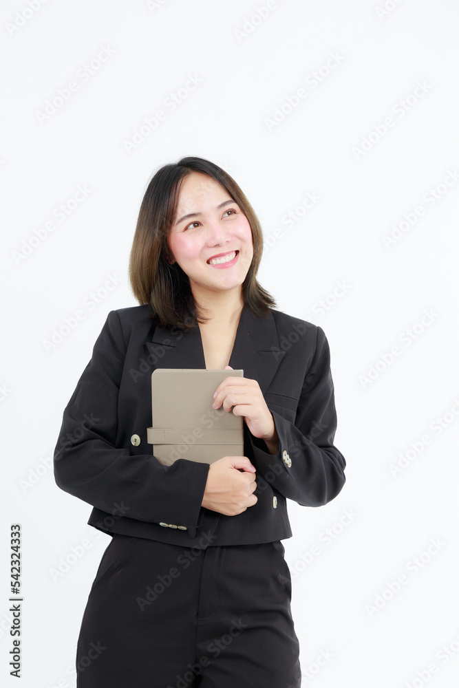 Portrait beautiful working Asian woman , business girl standing arms crossed with happiness on white background Portrait beautiful working Asian woman , business girl standing arms crossed with happiness on white background