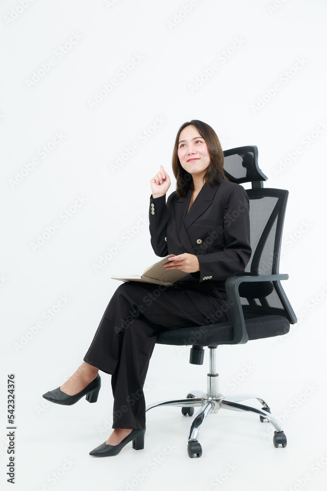 Portrait beautiful working Asian woman , business girl standing arms crossed with happiness on white background Portrait beautiful working Asian woman , business girl standing arms crossed with happiness on white background