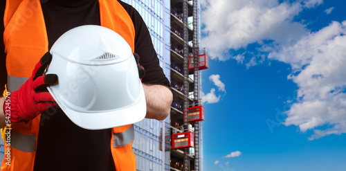 White helmet in builders ha...