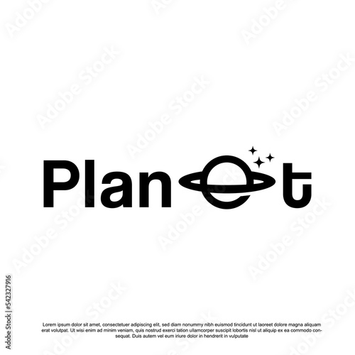 Planet logotype with saturn planet logo design vector