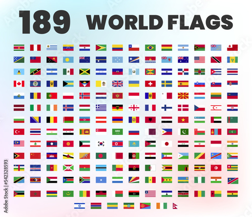 189 World flags, Set of flags of different countries