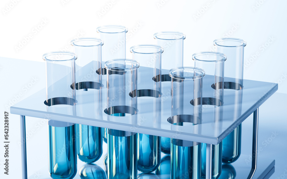 Test tubes in the lab, 3d rendering. Test tubes in the lab, 3d rendering.