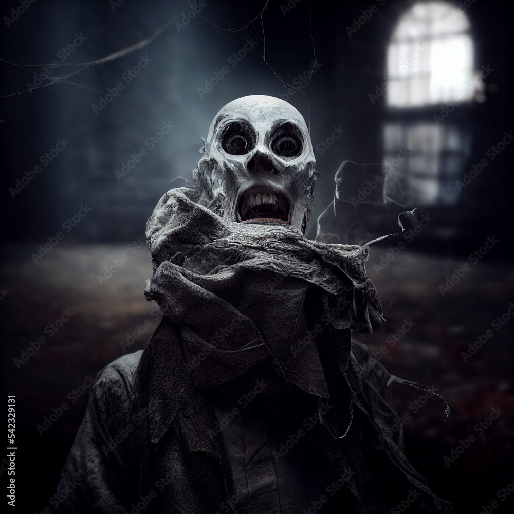 Halloween spook, ghost, being, haunted person Stock Illustration