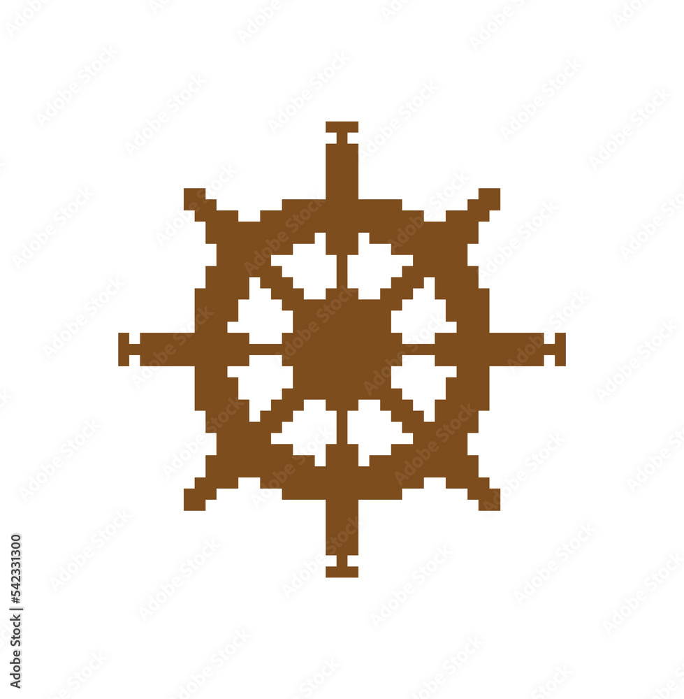 Ships helm pixel art. 8 bit Vector illustration Ships helm pixel art. 8 bit Vector illustration