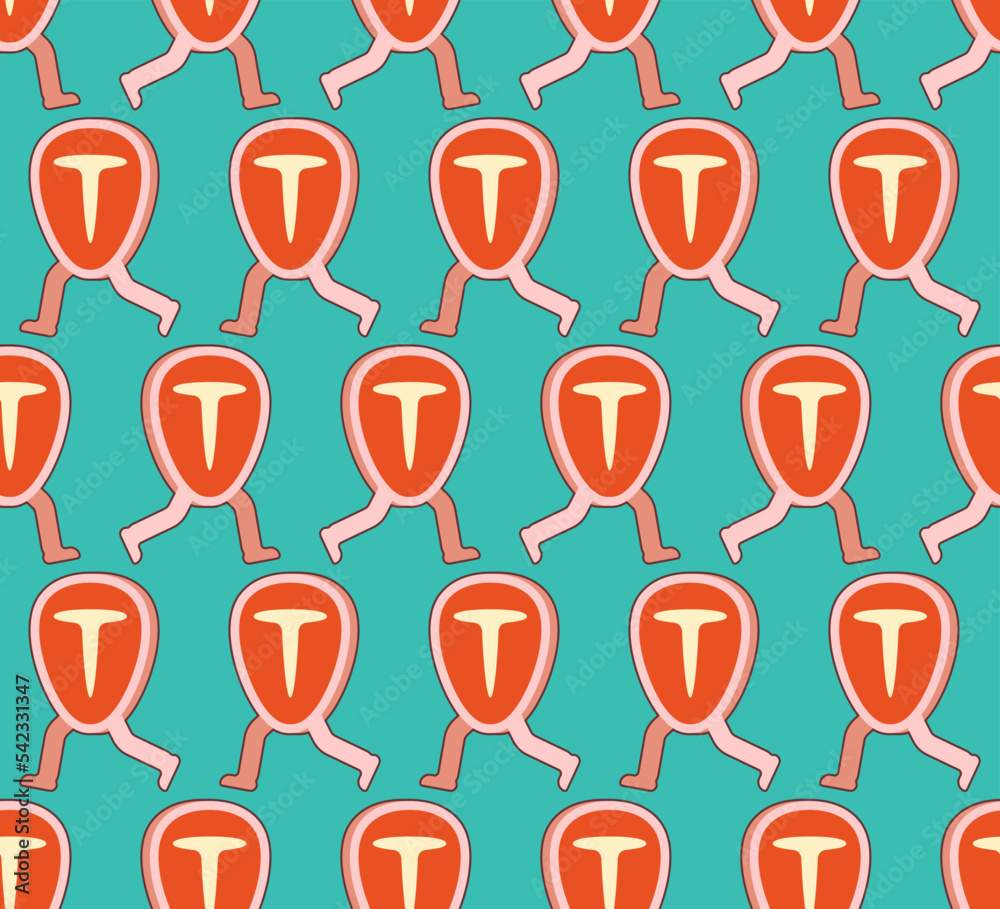 Piece of meat run pattern seamless. Raw chop running background. Meat delivery concept Piece of meat run pattern seamless. Raw chop running background. Meat delivery concept