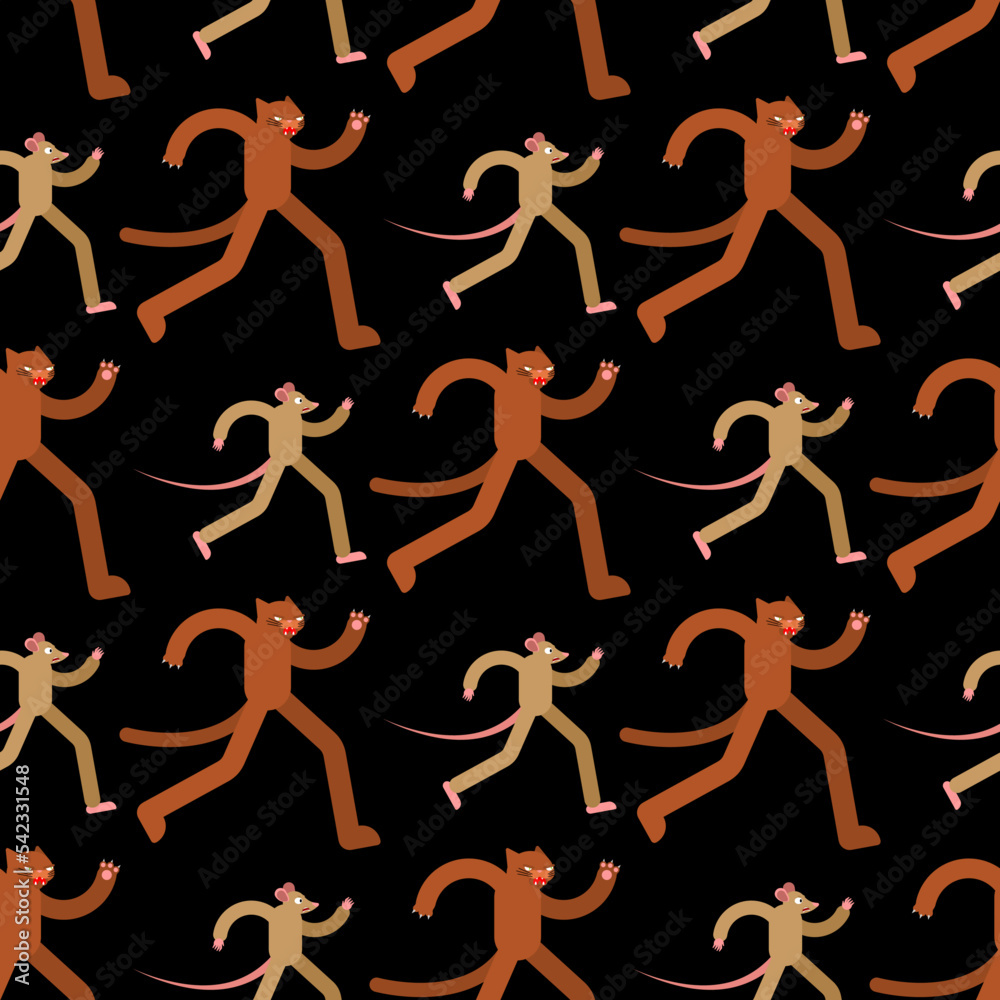 Cat runing to mouse pattern seamless. Cat is chasing rats background. Baby fabric texture Cat runing to mouse pattern seamless. Cat is chasing rats background. Baby fabric texture
