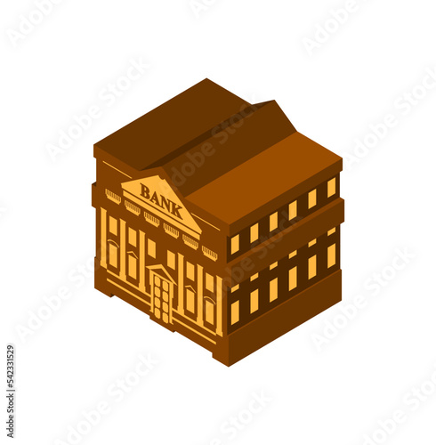 Bank building isometric style sign. Vector illustration
