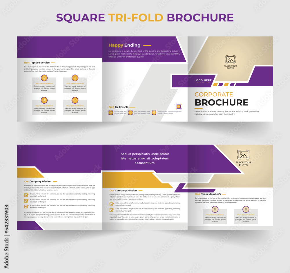 Multipurpose square tri-fold brochure template