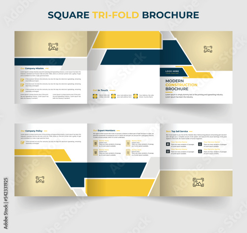 Modern construction square brochure template