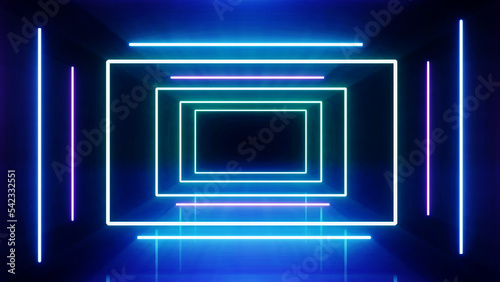 Abstract Sci-Fi retro style of the 80s. Laser neon bright background. Design for banners advertising technologies.