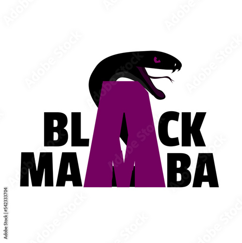Fotografie black mamba typography logo for tshirt and sticker design