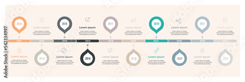 Creative infographic design with 10 steps. Colorful timeline with vector business template