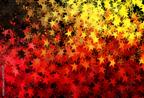 Dark Red, Yellow vector pattern with christmas snowflakes, stars.