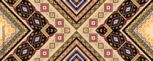 Geometric ethnic oriental, American, western pattern style. colorful seamless pattern. Design for fabric, curtain, background, sarong, wallpaper, clothing, wrapping, Batik, tile. Vector illustration.