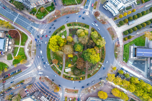 A roundabout in Autumn photo