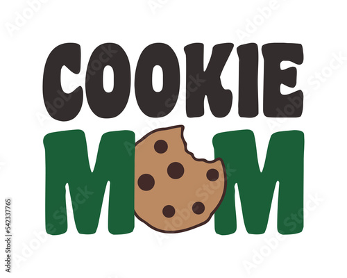 Cookie MOM Girl scout cookies quote retro typography sublimation SVG on white background photo