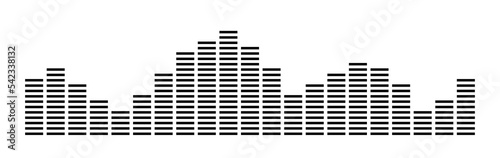 Equalizer waves, isolated on white background. Black and white colors. Frequency audio waveform. Music wave . Equalizer vector illustration.