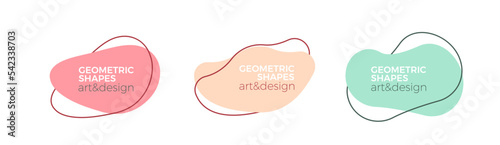 Set of modern organic shapes. Fluid vector trendy elements. Template graphics with geometric speech bubbles and banners with frames to put your own text