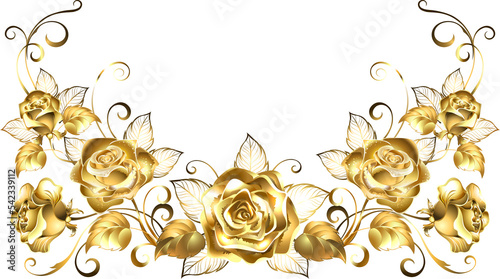 Fototapeta Naklejka Na Ścianę i Meble -  Pattern Gold Roses