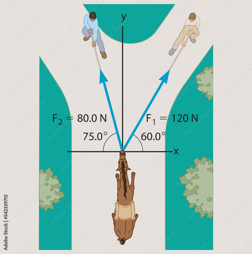 Push and Pull force vector illustration. Force, motion and friction