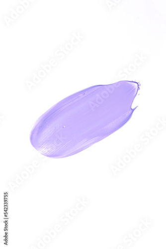 Pastel purple beauty swatch, skincare and makeup cosmetic product sample texture isolated on white background, make-up smudge, cream cosmetics smear or paint brush stroke closeup © Anneleven