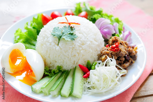 Rice with Spicy Shrimp Paste Dip fast food