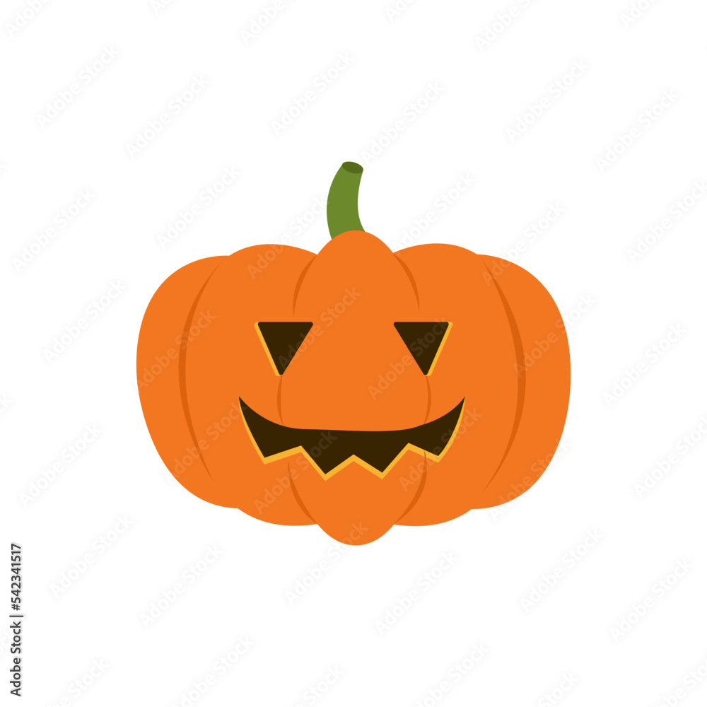 Fototapeta premium Halloween Pumpkin isolated on white. Scary face pumpkin vector. 