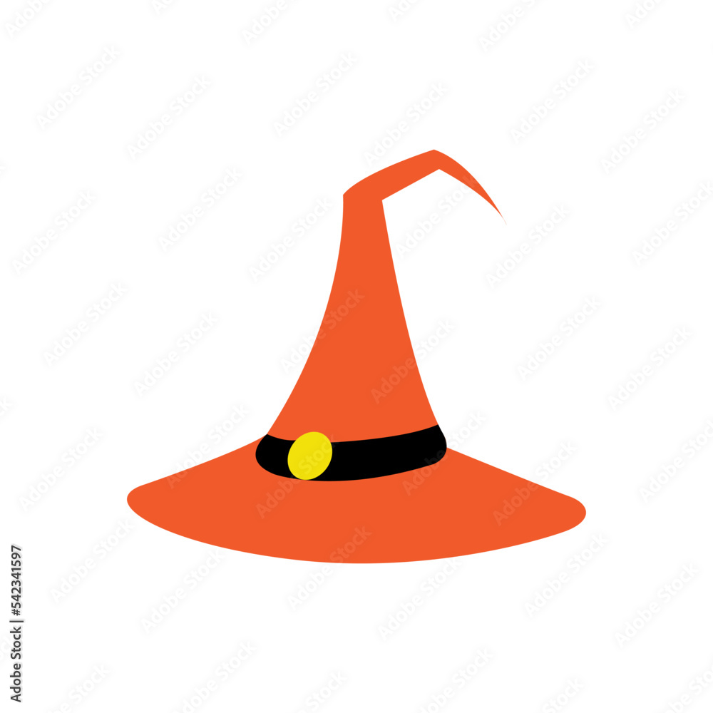 Illustration of a scary witch hat isolated on white background. Halloween witch hat vector.