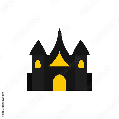 illustration of a witch house isolated on white background. Halloween scary house vector.	 photo