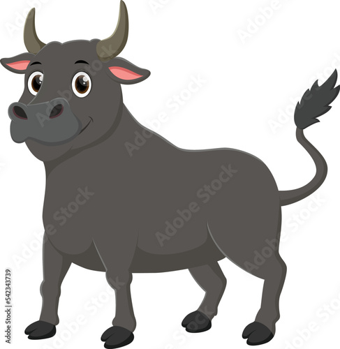 Happy buffalo cartoon isolated on white background